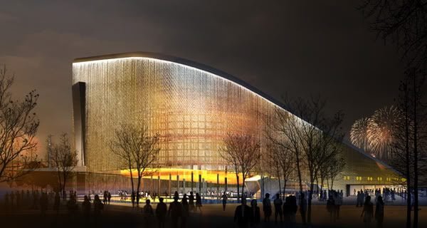 Pavilhão desmontável é construído com garrafas PET