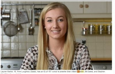 Adolescente britânica tem QI maior que o de Einstein e Hawking