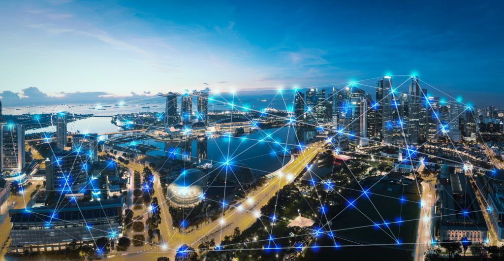 Impulsionando a Competitividade: Como o 5G Está Transformando o Mercado Global 8 Representação gráfica de pontos de conexões entre pontos de uma cidade.