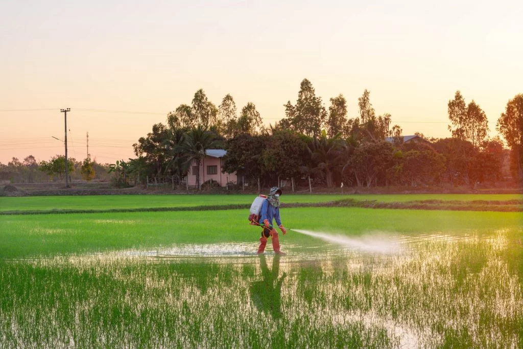 aplicação de pesticida na agricultura