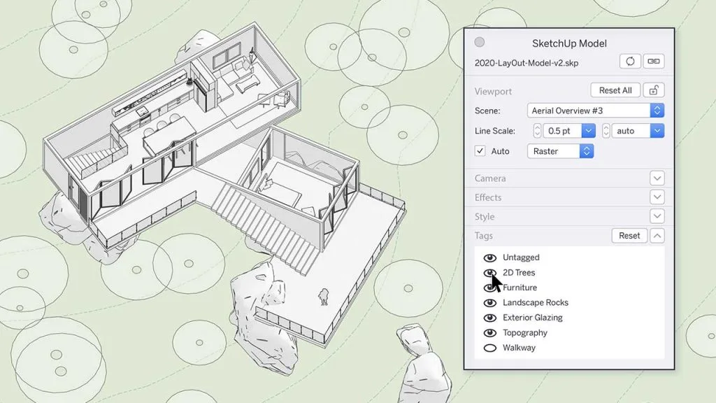 imagem de casa feita no sketchup 2020