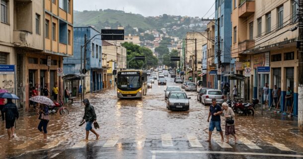 cenário de destruição em ruas após chuvas em Belo Horizonte