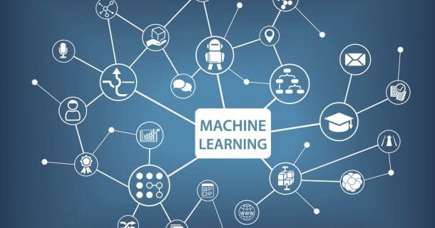 ilustracao de machine learning em fundo azul