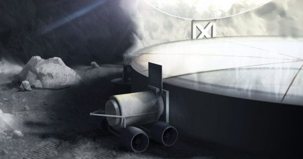 Detalhes do conceito de sistema para extração de gelo lunar. Imagem: George Sowers.