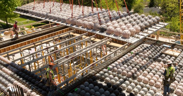 imagem ilustrativa de bubbledeck sistema de lajes aliviadas de concreto