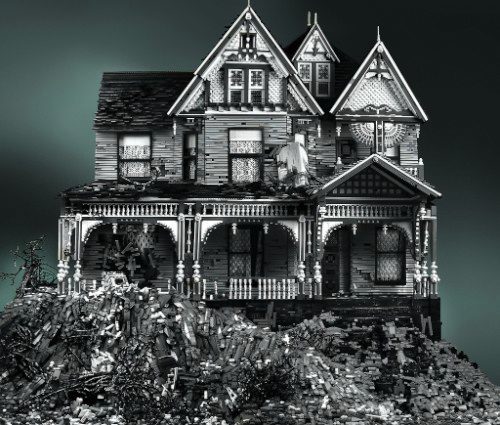 imagem casa de lego de Mike Doyle, com aparencia vitoriana de casa abandonada
