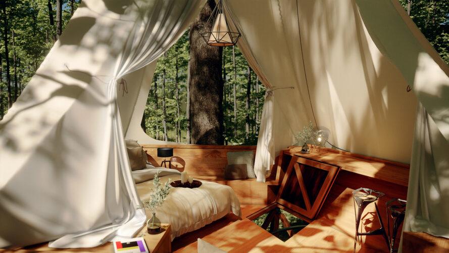 interior do projeto, mostrando cama