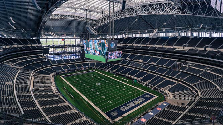 Imagem aérea do interior do AT&T Stadium