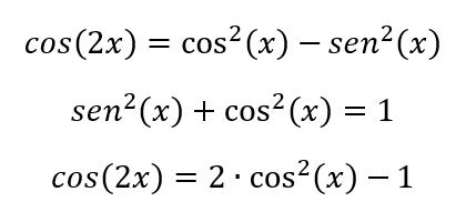 equação de cosseno de 2x para chegar a pi