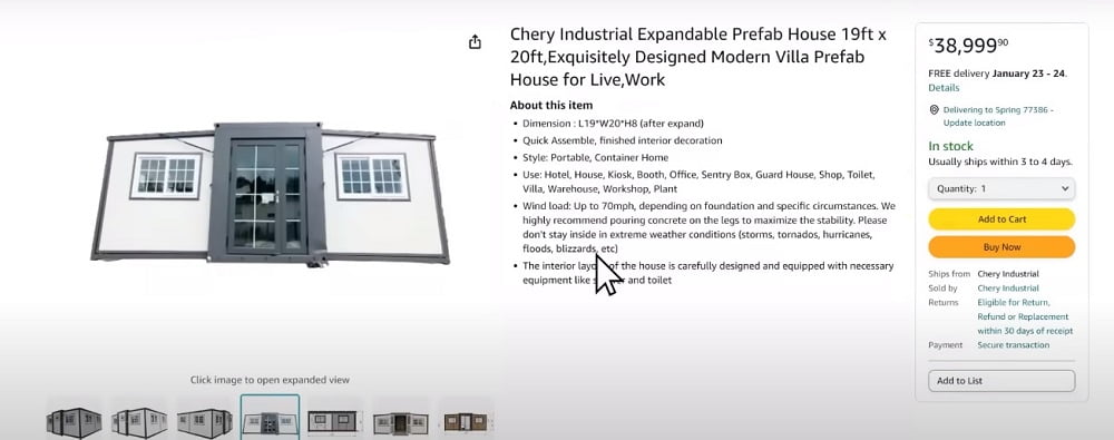 casas vendidas na Amazon