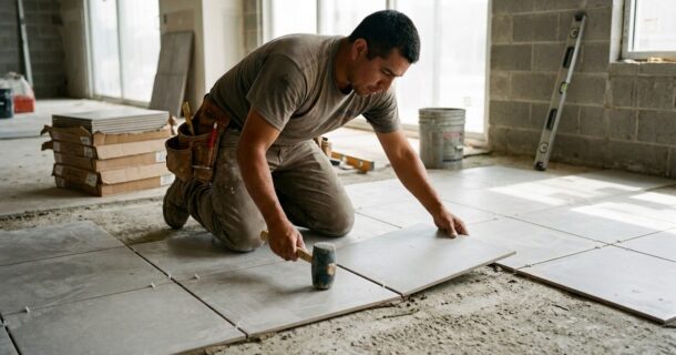 Assentamento de azulejos sem argamassa