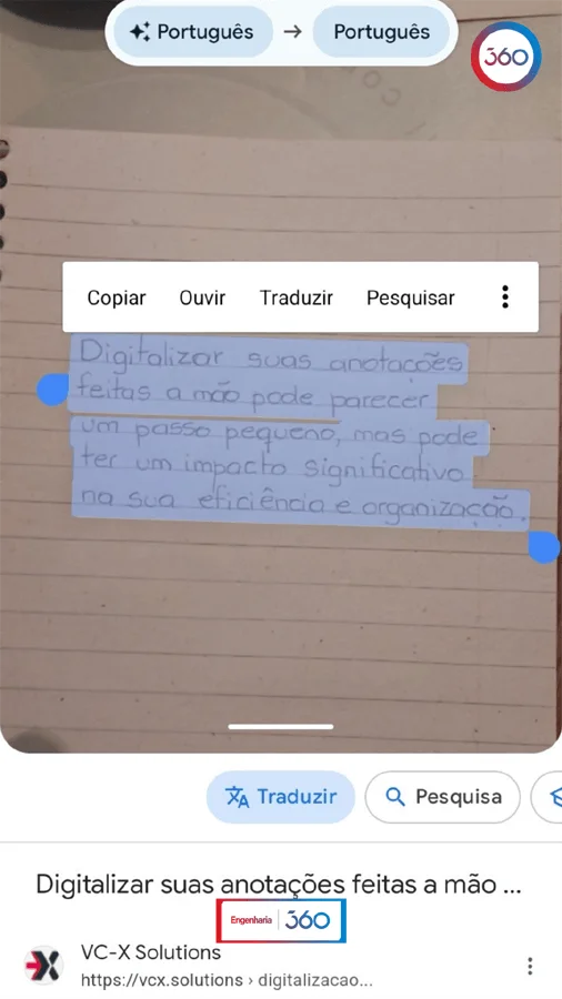 digitalização de anotações