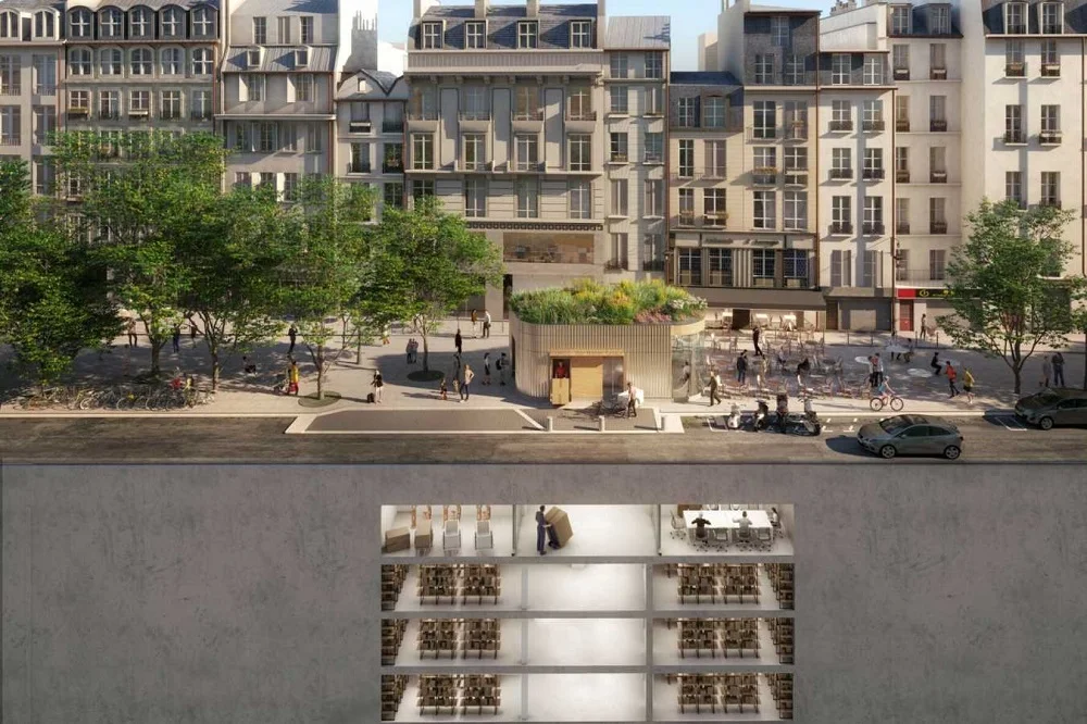 edifício invertido para Paris