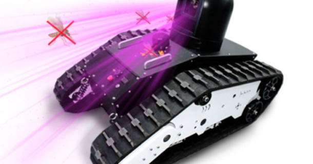 robô com radar e arma laser