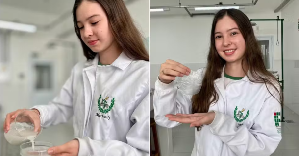 Jovem cientista brasileira cria solução inovadora para o problema do filme plástico plástico biodegradável