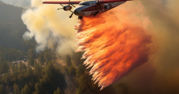 aviões soltam fumaça vermelha no combate a incêndios