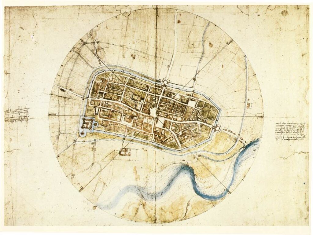plano urbano Ímola de Leonardo Da Vinci