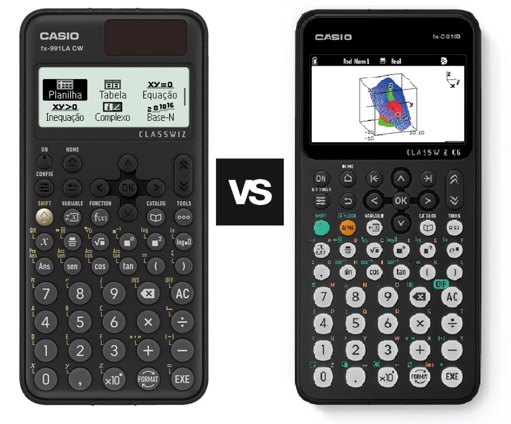 Qual é a diferença entre a calculadora científica padrão e a calculadora gráfica? calculadora científica CASIO