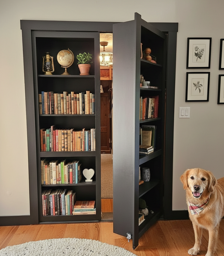 Inspire-se com projetos criativos de portas camufladas como estantes porta design estante de livros