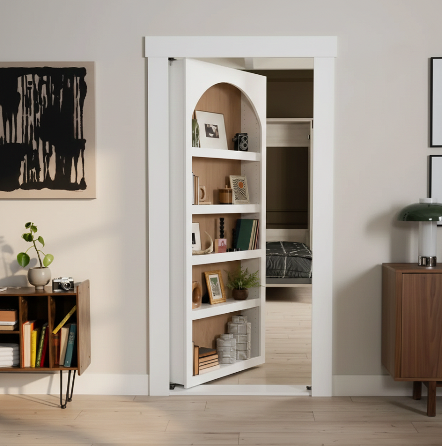 Inspire-se com projetos criativos de portas camufladas como estantes porta design estante de livros