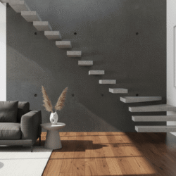 escadas flutuantes com estrutura de concreto