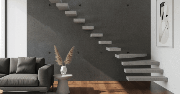 escadas flutuantes com estrutura de concreto