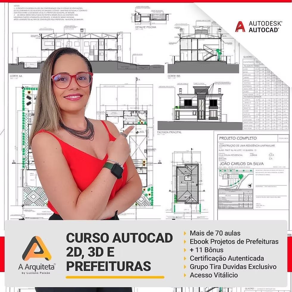 Como converter linhas 2D em sólidos 3D no AutoCAD? curso autocad a arquiteta