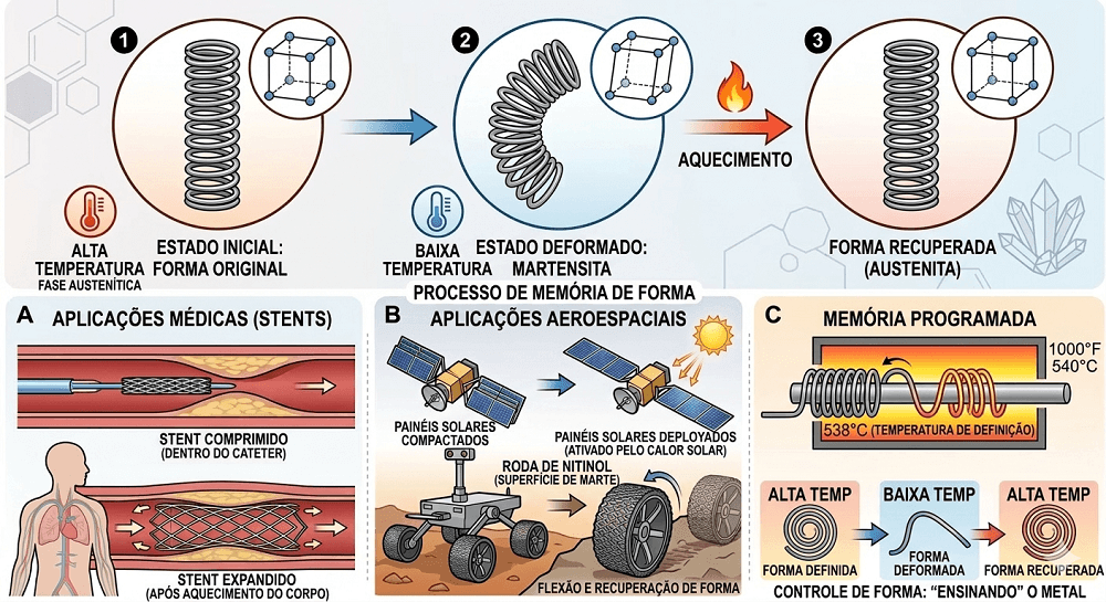 Metais com memória? A engenharia revela ligas capazes de lembrar sua forma original ciência metais com memória