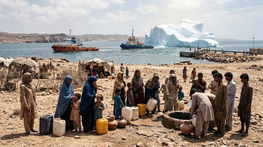 Água Infinita? Conheça o Plano Bilionário de Transportar Icebergs Para Salvar Regiões Secas reboque de icebergs para água doce potável