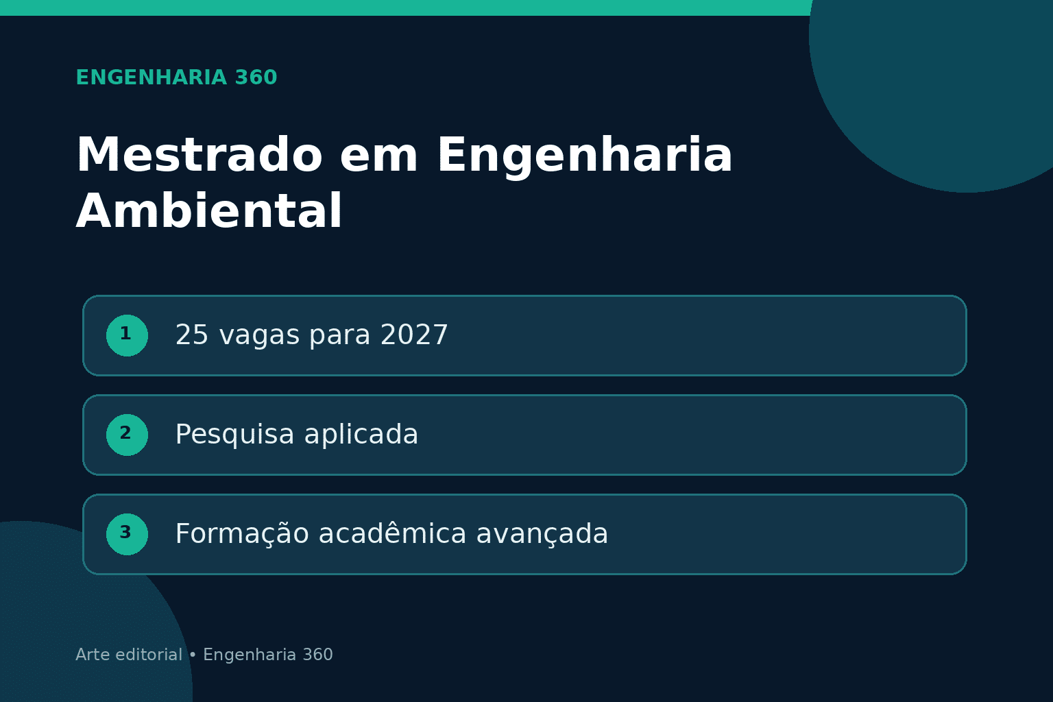 UFPR abre 25 vagas no mestrado em Engenharia Ambiental para 2027 O processo seletivo oferece 25 vagas para o mestrado em Engenharia Ambiental