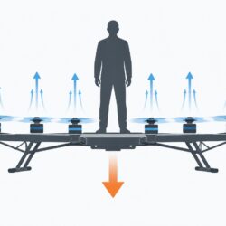 Ilustração conceitual de uma plataforma elétrica multirrotor em ambiente controlado